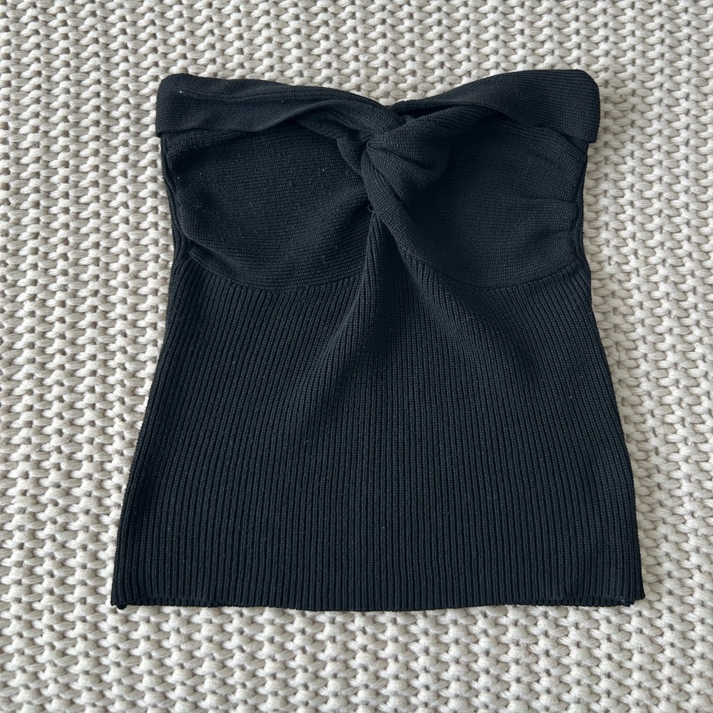 Black Strapless Knit Top